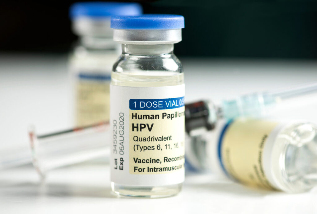 Ein Vial einer HPV-Impfung.